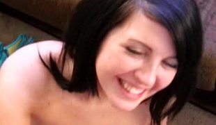 A shy teen is spreading her constricted pussy wide open for her guy
